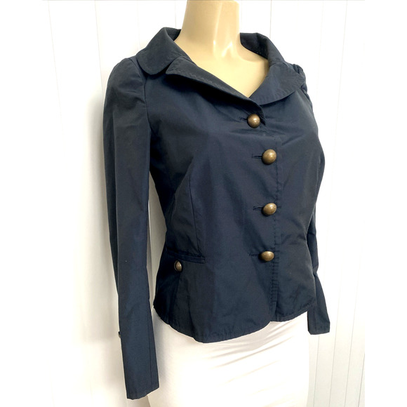 Love Moschino Cheap Chic Jacket Blazer Navy Black Lightweight Brass Button 8 M - Picture 2 of 7